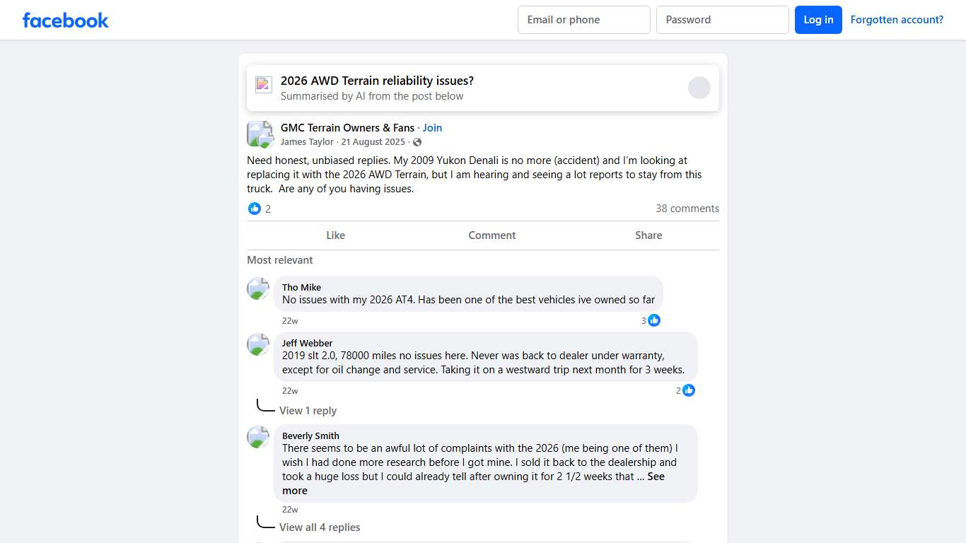 GMC Terrain Owners & Fans Need honest, unbiased replies Facebook