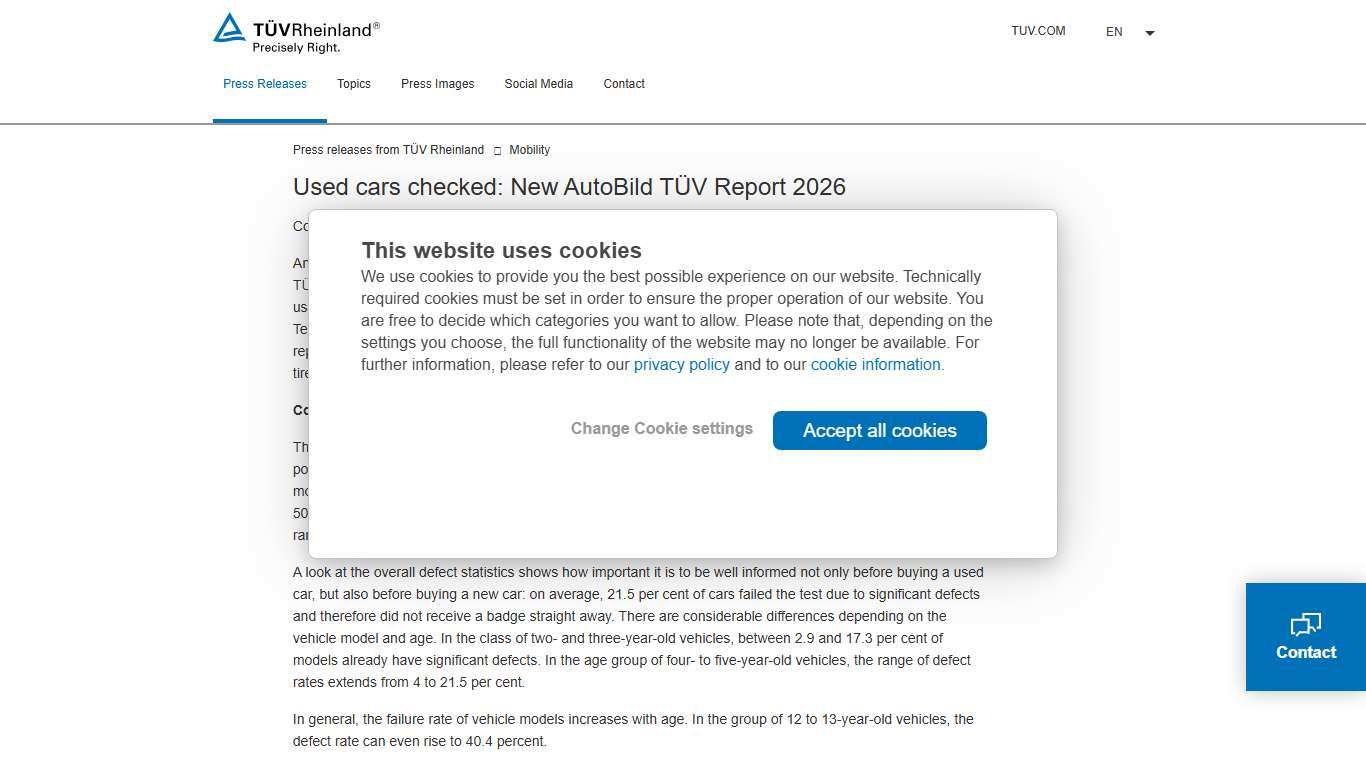 Used cars checked: New AutoBild TÜV Report 2026 TÜV Rheinland